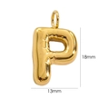 3D gold puff balloon letter P pendant charm with realistic folds and 18mm height - Letter P