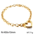 Gold chunky chain necklace featuring a large hollow heart pendant on a white background - Gold Necklace
