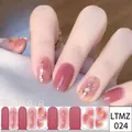 Dried rose pink nail wraps with gold foil, sequins and rhinestones for manicure - MZ-024 Lotus Pink Gold Foil Shell