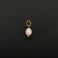 Ciondolo ovale con perla d'acqua dolce da 6 mm in acciaio inossidabile oro 14K - 6mm / Oro 14K