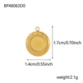 Polished gold circular stainless steel pendant charm with dimensions and weight info - Gold Textured Round