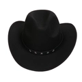 Classic black cowboy hat featuring a leather band with silver star metal studs - M (56-58cm) / Black (C)