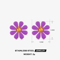 Purple daisy stainless steel stud earrings with 1.8cm diameter and 5g weight - Flower Stud Earrings / Purple