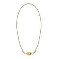 Collana intrecciata verde e bianca con ciondolo in smalto placcato oro 18 carati - Collana Rosa e Verde
