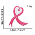 Detail view of pink ribbon heart embroidery patch with 6.6x6.1cm dimensions shown - Pink Ribbon Patch Style 29