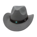 Chapeau de cowboy gris en daim avec pierre turquoise et rivets en métal rétro - Gris