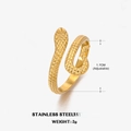 Anillo de serpiente en acero inoxidable chapado en oro 18K ajustable con textura - Dorado / Abierto Ajustable