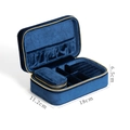 Royal blue velvet travel jewelry box with golden zipper and size marking 18x11x6cm - Deep Sea Blue