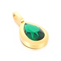 Modieuze gouden titanium stalen hanger met een groene druppelvormige diamantsteen - Gouden Groene Waterdruppel (KP100774-K)