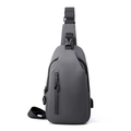 Waterproof grey men's business chest bag with USB port and adjustable strap - Dark Gray