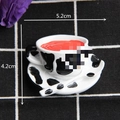 Mini tazza da tè e piattino con stampa mucca e ripieno rosso per artigianato fai-da-te - Senza magnete / Tazza da Caffè con Trama Lattea