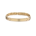 Polished golden stainless steel bracelet with rectangular bar and H-link strap - Style 1 / Gold