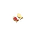 Golden fish shaped bead featuring vibrant red enamel inlay for custom jewelry - 7*14mm Gold Fish - Red