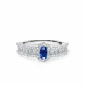 Luxurious S925 sterling silver ring featuring a blue oval sapphire and brilliant pavé cubic zirconia - US Size 5 / Silver
