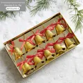 Set di 10 campane natalizie dorate in plastica con fiocchi rossi a pois bianchi - Campane in Plastica Oro C (Set di 10) / Diametro 4cm/75g