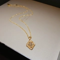 Elegante goudkleurige vintage klaver ketting met sprankelende kristallen dames - Ketting-Goud (Echt Verguld)