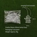 Set of 6 clear plastic Santa Claus ornaments with silver strings for Christmas tree decor - Santa Claus / 65mm
