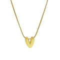 Golden stainless steel heart pendant necklace with elegant round snake chain for women - Necklace - Letter V