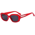 Retro red cat-eye sunglasses with silver lightning detail and UV protection lenses - Red Frame Gray Lens C02