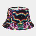 Cappello bucket reversibile con motivo psichedelico vibrante, arcobaleno e grafiche - M / Stile Surrealista Ondulazione Arcobaleno