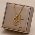 Detail of golden heart necklace with hammered texture showing size 20mm by 26mm - Hammered Heart Style (26A06010-3)