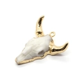 Resin bull skull pendant with gold plating finish for handmade jewelry DIY necklaces - Gold Frame Retro White Bull Head Style (8)