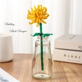 Artificial yellow chrysanthemum building block flower in transparent glass vase decor - Chrysanthemum 260-25 / Bag Packaging