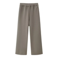 Flat lay of taupe wide-leg lounge pants featuring an elastic waistband and knit fabric - S / Taupe Pants