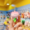 Cute pink resin tulip keychain with green leaves and golden ring for bags - Tulip Single-Pink