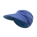 Dark blue women wide brim sun visor with elastic pleated headband for outdoor sports - One Size / Royal Blue+Denim Blue