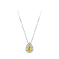 Elegante S925 Sterlingsilber Halskette mit birnenförmigem gelbem Diamantanhänger - Halskette (TL241)