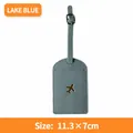 Meerblauwe PU-leren bagagelabel met gouden vliegtuiglogo en verstelbare gespriem - Bagagelabel / Meerblauw