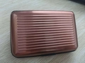 Waterproof RFID blocking aluminum card holder in elegant rose gold with ribbed texture - Coffee