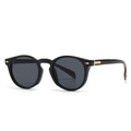 Gafas de sol redondas negras vintage con detalles de flecha dorada y carey - Montura Negra Patilla Leopardo (C3)