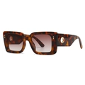 Retro oversized square tortoiseshell sunglasses with gradient lenses and gold temple detail - Tortoise Frame Tea Lens (C5)