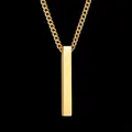 Minimalist gold-plated stainless steel vertical 3D bar pendant necklace for customization - Gold (Curb Chain)
