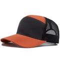 Cappello trucker arancione e nero con rete traspirante e visiera curva senza logo - Rosso Arancio
