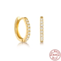 Classic 925 sterling silver square huggie hoop earrings with gold plating and clear zircons - Style #4 / Gold