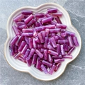 Purple cylindrical acrylic beads with white marble pattern for DIY jewelry crafts - 8x20mm / Grape Purple