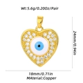 Detailed view of heart-shaped evil eye pendant with blue enamel and cubic zirconia stones - White Heart Shaped Evil Eye Style (XL-353-White) / Pendant