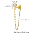 Detailed size view of S925 silver 18K gold plated teardrop stud with long chain tassel - Water Drop Style / 925 Silver / Gold