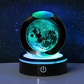 3D laser engraved crystal ball night light featuring a luminous blue moon design - Moon
