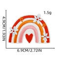 Rainbow embroidered patch with white flowers and red heart showing exact 6.9cm width - Style 11 (Rainbow Heart)