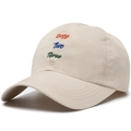 Beige quick-dry baseball cap with colorful embroidery and breathable side mesh panels - Adjustable / Off White