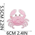 Pink crab embroidered iron-on patch detailed view with 5.5x6cm size measurements - Pink Crab Style (18)
