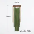 Green and white macrame wall hanging with wooden rod, measuring 40x120cm for home decor - 40*120cm / Green