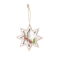 Octagon wooden star Christmas ornament with reindeer and pine trees in winter forest - 10*10CM / Star Reindeer