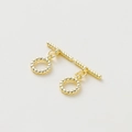 Polished 14k gold-plated copper OT toggle clasps for DIY jewelry making - 14K Coarse Twist Round OT Clasp - 2Pcs/Pack