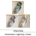 3-pair pack of low-cut cotton socks in forest green, light gray, and cream colors - One Size / Forest Green, Light Gray And Cream