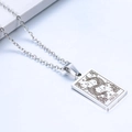 Detailed macro view of the silver stainless steel Pisces zodiac pendant on a chain - Pisces / Steel